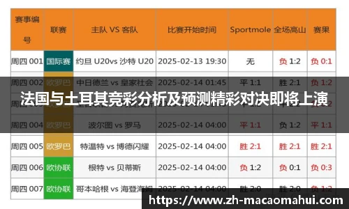 法国与土耳其竞彩分析及预测精彩对决即将上演